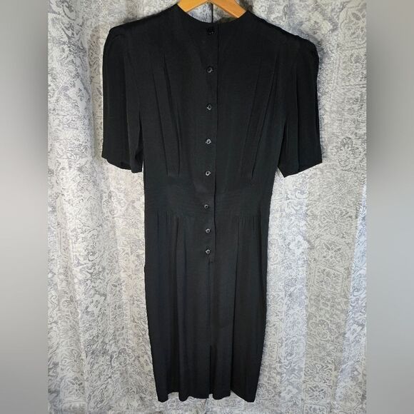 Liz Claiborne vintage button back dress with pockets black Elphaba vibes size 8 - Picture 4 of 11